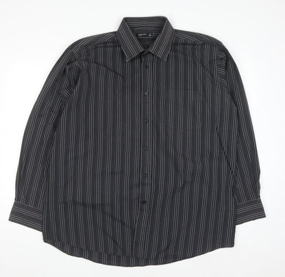 Cedarwood State Men's Black Striped Long Sleeve Button-Up Shirt Size 17