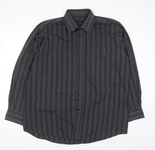 Cedarwood State Men's Black Striped Long Sleeve Button-Up Shirt Size 17