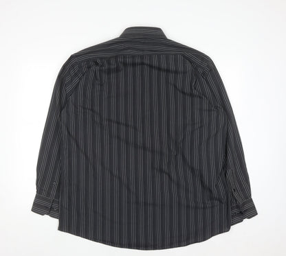 Cedarwood State Men's Black Striped Long Sleeve Button-Up Shirt Size 17
