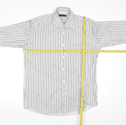 Jack & Jones Men’s White Striped Regular Fit Long Sleeve Cotton Shirt XL