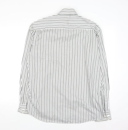 Jack & Jones Men’s White Striped Regular Fit Long Sleeve Cotton Shirt XL