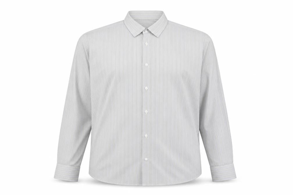 Oliver Thomas Men's Grey Striped Cotton Long Sleeve Button-Up Shirt Size 17