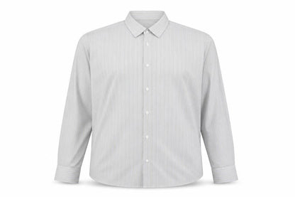Oliver Thomas Men's Grey Striped Cotton Long Sleeve Button-Up Shirt Size 17
