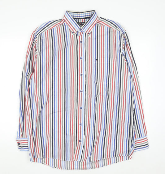 Casa Moda Men's Multicoloured Striped Cotton Button-Up Shirt L