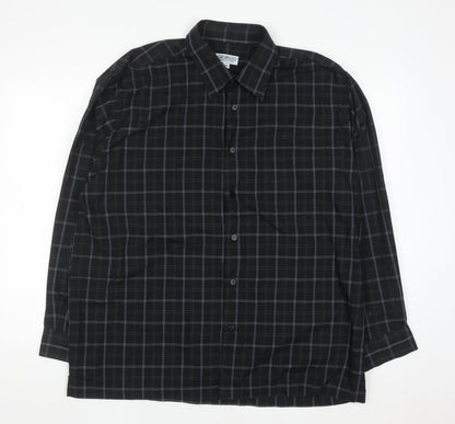 Giorgio Collections Men's Black Check Long Sleeve Button-Up Shirt XL