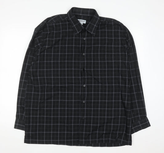 Giorgio Collections Men's Black Check Long Sleeve Button-Up Shirt XL