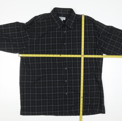 Giorgio Collections Men's Black Check Long Sleeve Button-Up Shirt XL