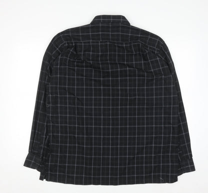 Giorgio Collections Men's Black Check Long Sleeve Button-Up Shirt XL