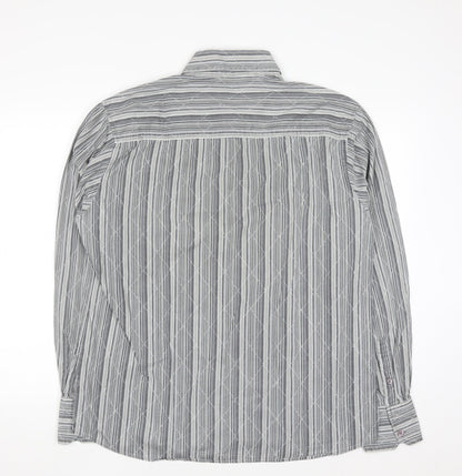 Jack & Jones Men’s Grey Striped 2XL Cotton Button-Up Shirt