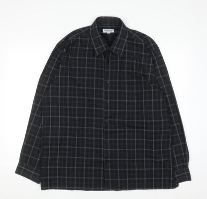 Giorgio Collections Men's Black Check Long Sleeve Button-Up Shirt XL