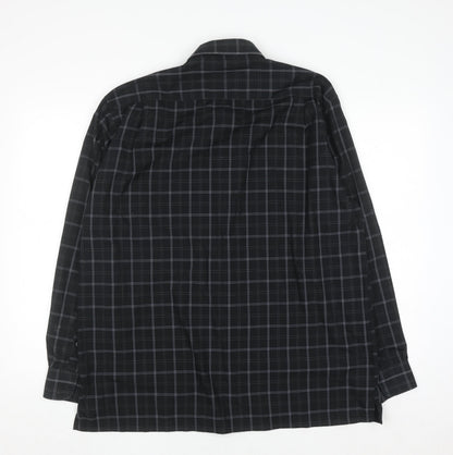 Giorgio Collections Men's Black Check Long Sleeve Button-Up Shirt XL