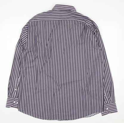 Dunnes Men’s Purple Striped Cotton Long Sleeve Button-Up Shirt XL