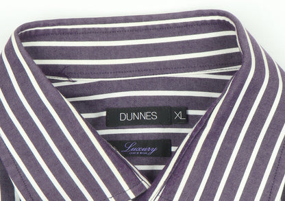 Dunnes Men’s Purple Striped Cotton Long Sleeve Button-Up Shirt XL