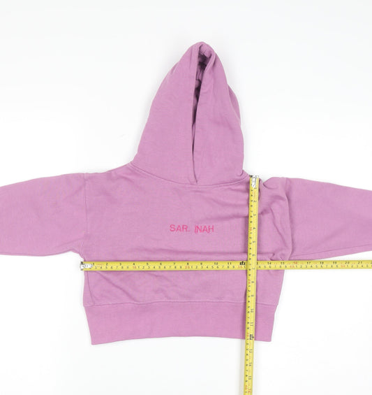 Zara Girls Purple Embroidered Pullover Hoodie - Size 6 Years