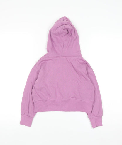 Zara Girls Purple Embroidered Pullover Hoodie - Size 6 Years