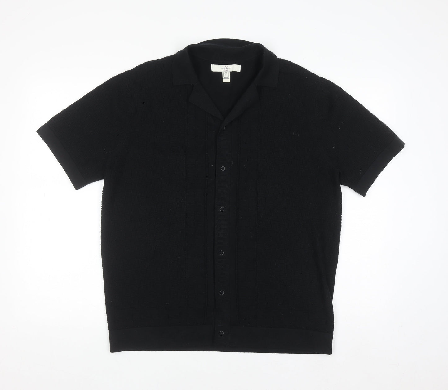River Island Men’s Black Short Sleeve Collared Knit Polo Shirt Size L
