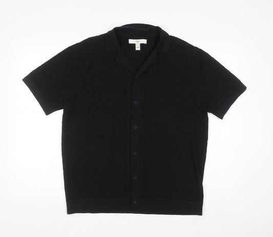 River Island Men’s Black Short Sleeve Collared Knit Polo Shirt Size L