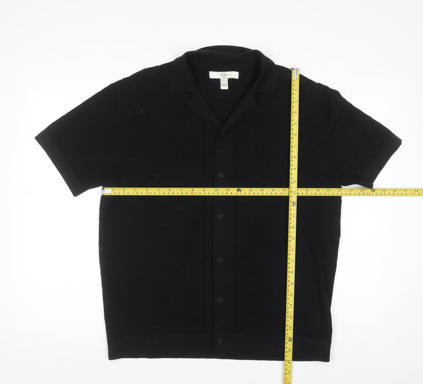 River Island Men’s Black Short Sleeve Collared Knit Polo Shirt Size L
