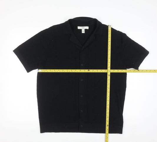 River Island Men’s Black Short Sleeve Collared Knit Polo Shirt Size L