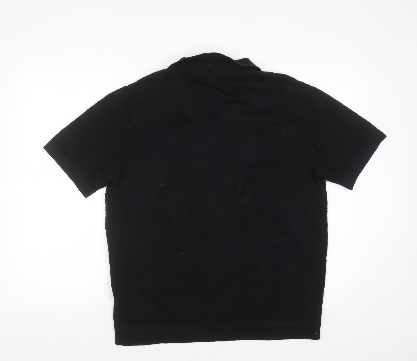 River Island Men’s Black Short Sleeve Collared Knit Polo Shirt Size L