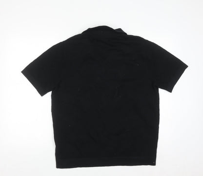 River Island Men’s Black Short Sleeve Collared Knit Polo Shirt Size L