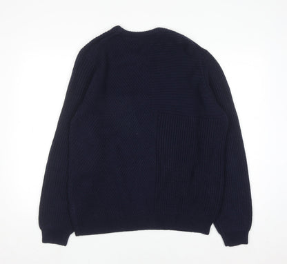 Red Herring Men's Blue Chunky Knit Crew Neck Jumper L