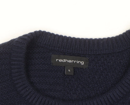 Red Herring Men's Blue Chunky Knit Crew Neck Jumper L