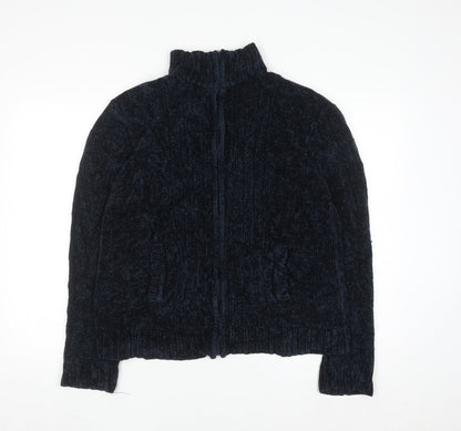 Tex Men's Blue XL Full Zip Chunky Knit Jumper