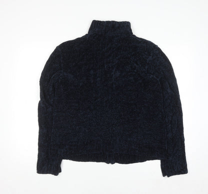 Tex Men's Blue XL Full Zip Chunky Knit Jumper