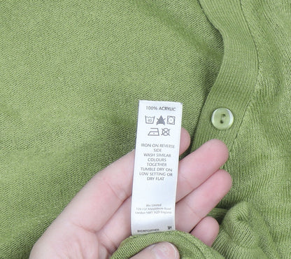 BHS Petites Women’s Green V-Neck Henley Knit Jumper Size 8
