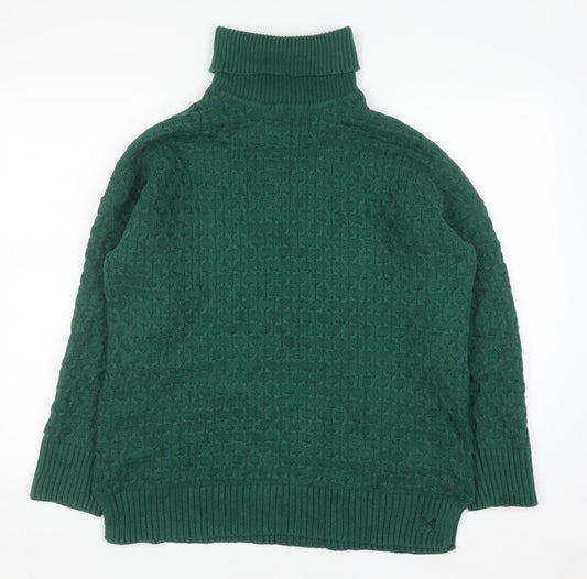 Crew Clothing Company Men's Green Roll Neck Waffle Knit Jumper L