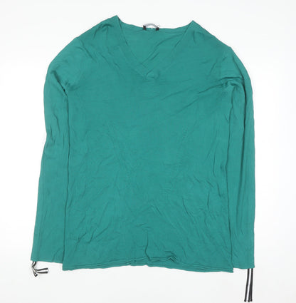 Diana Gallesi Women's Green V-Neck Knit Pullover Jumper XL