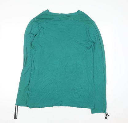 Diana Gallesi Women's Green V-Neck Knit Pullover Jumper XL