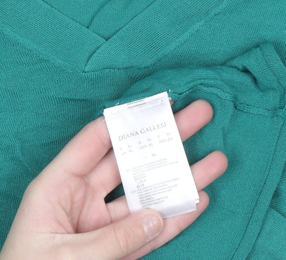 Diana Gallesi Women's Green V-Neck Knit Pullover Jumper XL