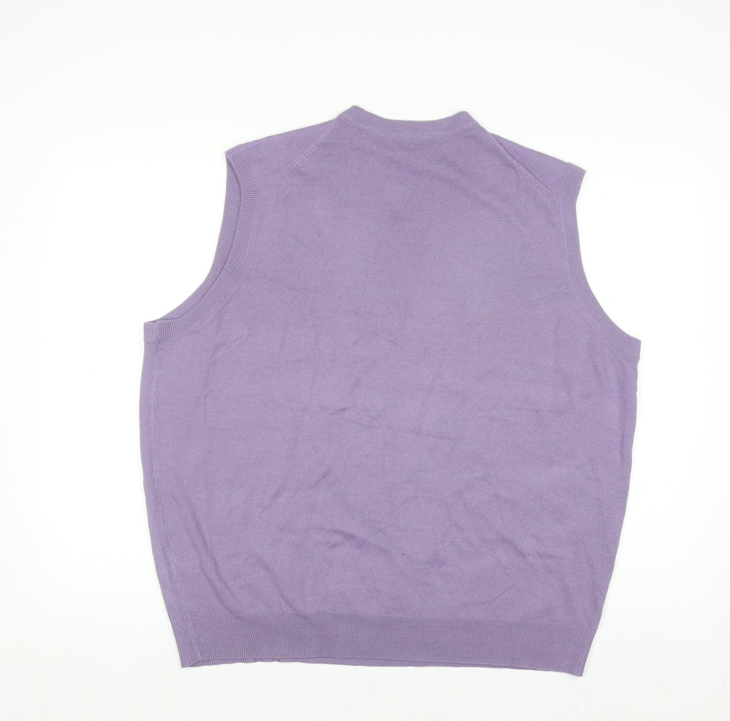 James Pringle Men’s Purple Acrylic V-Neck Sleeveless Jumper XL