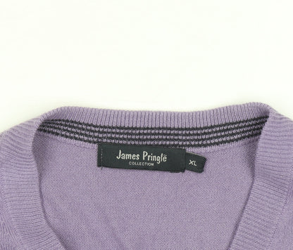 James Pringle Men’s Purple Acrylic V-Neck Sleeveless Jumper XL