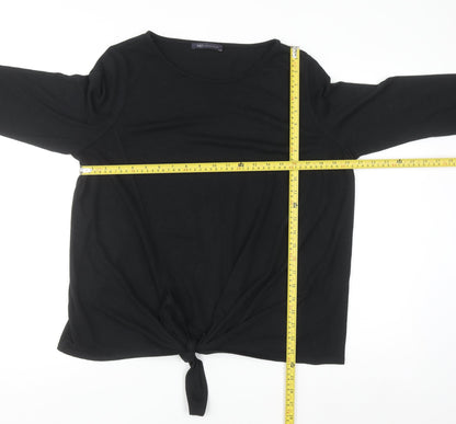 Marks and Spencer Women's Black 3/4 Sleeve Tie Front Pullover Jumper Size 16