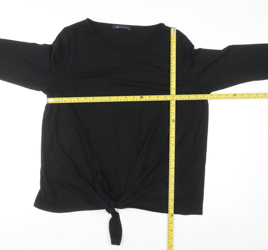 Marks and Spencer Women's Black 3/4 Sleeve Tie Front Pullover Jumper Size 16