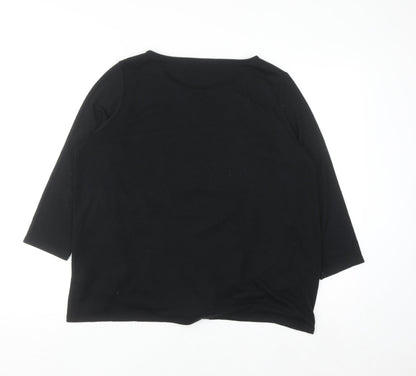 Marks and Spencer Women's Black 3/4 Sleeve Tie Front Pullover Jumper Size 16