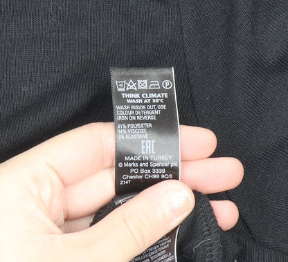 Marks and Spencer Women's Black 3/4 Sleeve Tie Front Pullover Jumper Size 16