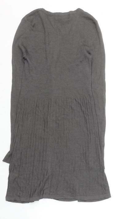 Monsoon Women Grey Size 8 Cardigan Long Sleeve Merino Wool Blend