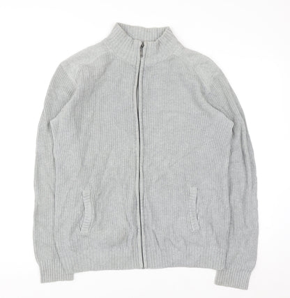 Cedar Wood State Men’s Grey Full Zip Cotton Jumper M