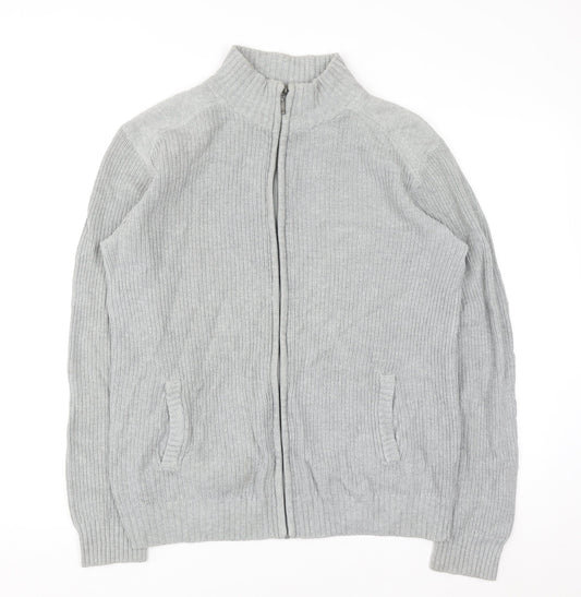 Cedar Wood State Men’s Grey Full Zip Cotton Jumper M