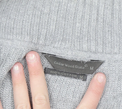 Cedar Wood State Men’s Grey Full Zip Cotton Jumper M