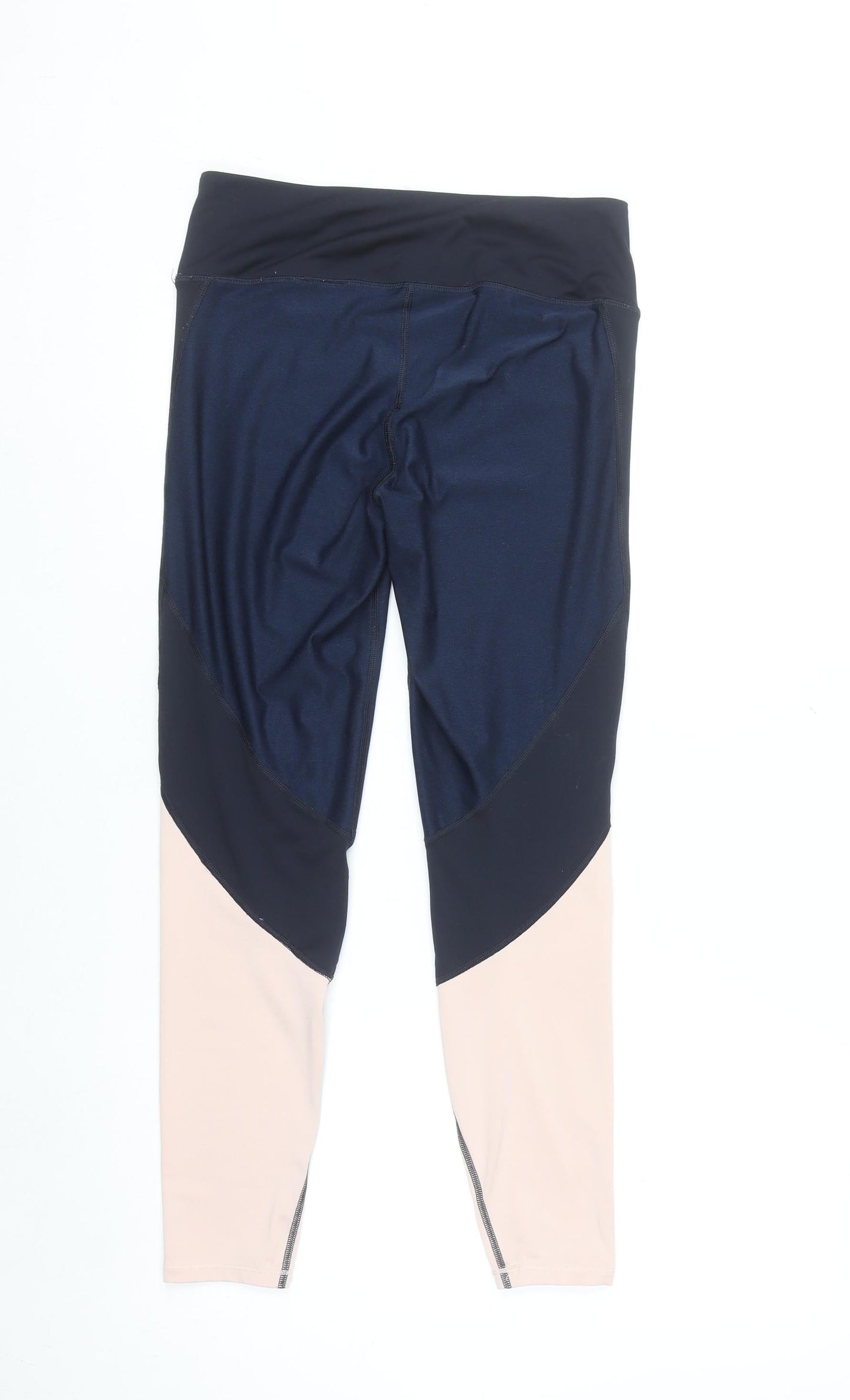 H&M Women’s Blue & Beige Colourblock Ankle Leggings Size 12