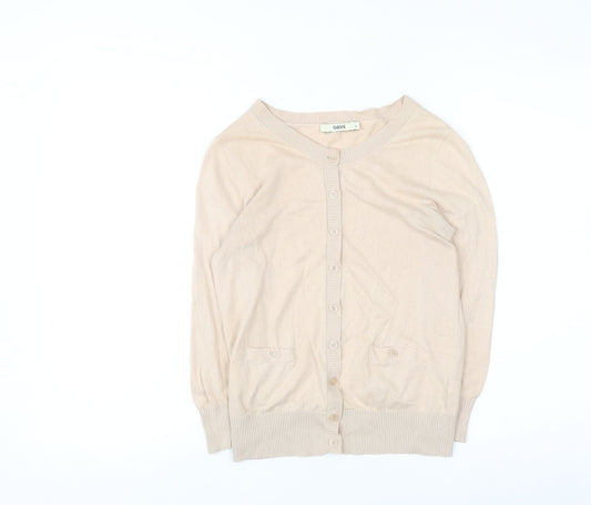 Oasis Women’s Beige Cotton Knit Cardigan Size S Crew Neck