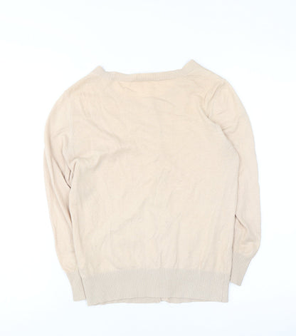 Oasis Women’s Beige Cotton Knit Cardigan Size S Crew Neck