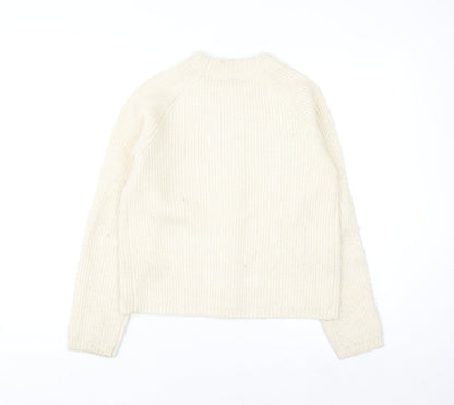 Marks and Spencer Women Ivory Beaded Cardigan S Knit Long Sleeve