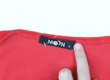 MOON Women's Red Long Sleeve Wrap Dress Size S Party Velour
