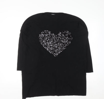 Roman Women’s Black Sequin Heart Knit Jumper Size M